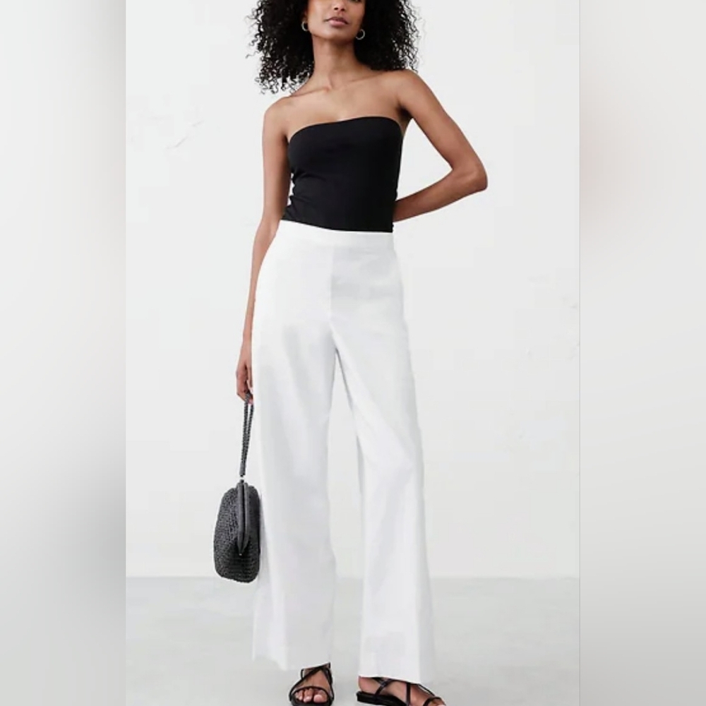 BR Hayden Wide-Leg Linen-Blend Pull-On Pant